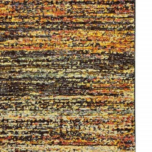 2' X 8' Gold And Slate Abstract Runner Rug